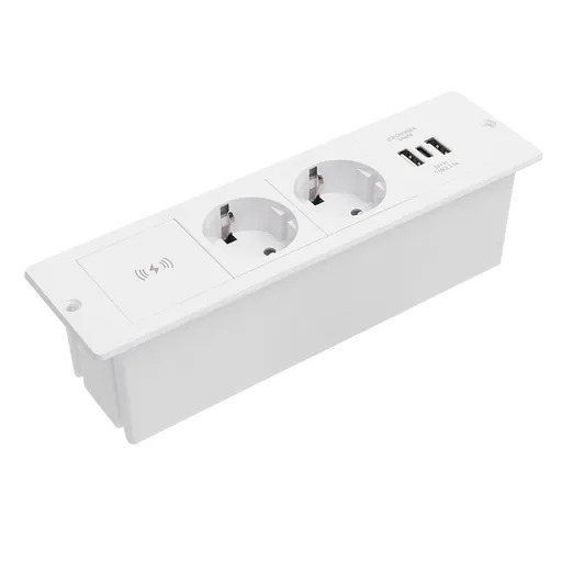 Recessed Power Strip with Wireless Charge USB Ports 4 in 1 Furniture Power Outlet for Table