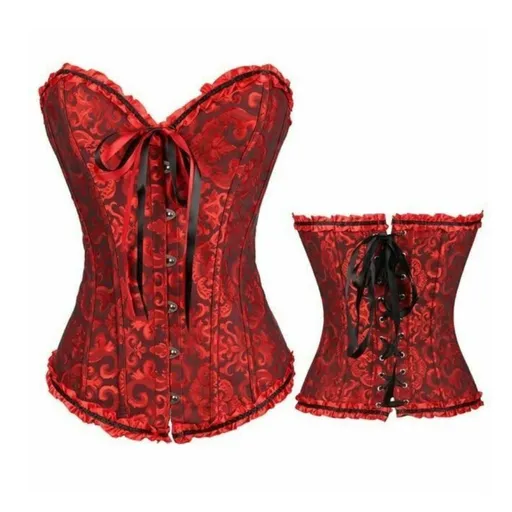 House Of Dasein Over Bust Corset Sexy Lingerie Bdsm Fetish - Red And Black - S