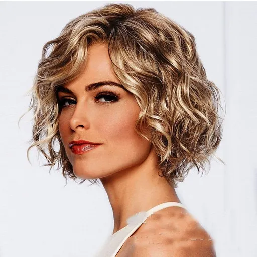Women Short Wavy Curly Parting High Temperature Fiber Wig Hair