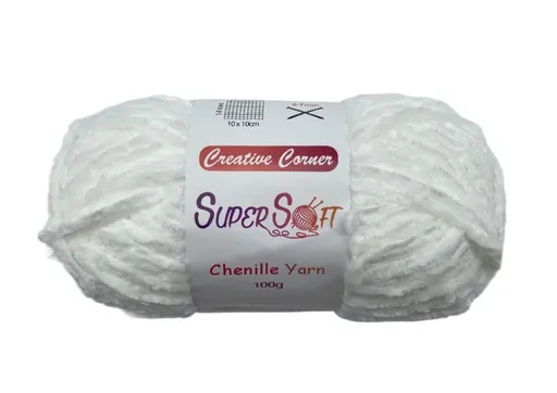 Knitting & Crochet Yarn Super Soft Chenille Yarn 100G White 12 Piece