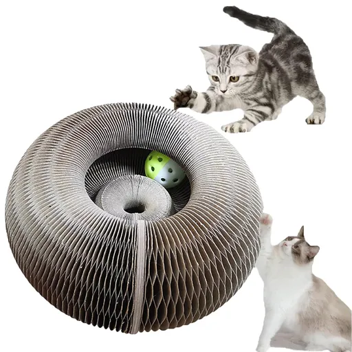 Utility Cat Bed,Cat Scratching Board, Magic Organ Cat Scratching Board, Cardboard Cat Scratcher with Two Toy Bell Ball (1Pc)