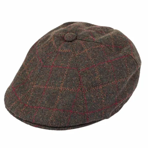 Dents Window Pane Check Driver Cap Driving Cabbie Quilted Satin - Olive