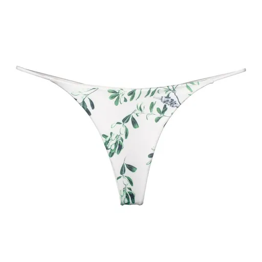 Women Milk Silk Low Waist Bikini Thong Green Leaf Size: M; Recommended weight (kg): 47 - 54; Waist (cm): 64 - 70; Hip (cm): 86 - 90; Suitable fit: regular build