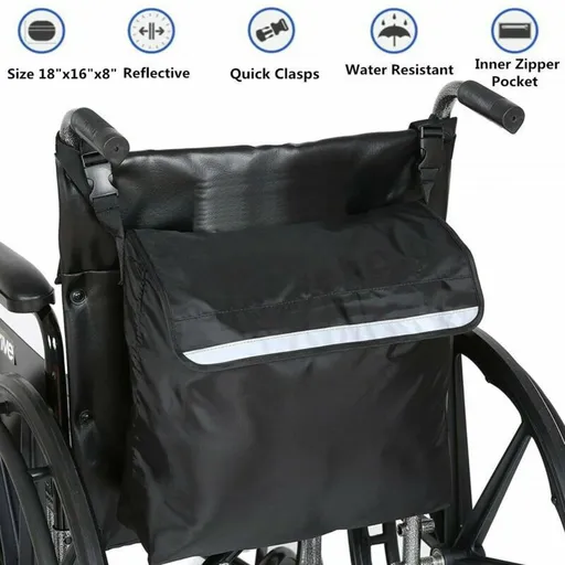 Wheelchair Pouch Wheelchair Bag Waterproof Large Wheelchair Accessories Bags to Hang on Back and Wheelchair Backpack Storage Bag