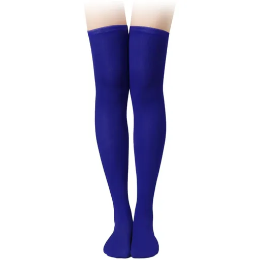1 Pair Thigh High Socks Cotton Soft Knee Long Stockings Leg Warmers For Women Girls Christmas Cosplay (Royal Blue) 23.6Inch