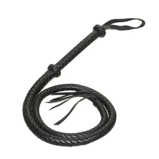 House Of Dasein Braided Leather Bullwhip Fetish Spanking Impact Play Riding Whip Bdsm - Black