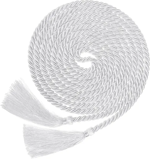 153 Inch Cincture Clergy Rope with Tassels Monks Religious Rites Celebrating Masses Alba Robes Vestments Ceremonial Decor of Christian Denominations for Priest Deacon Altar Server (White)