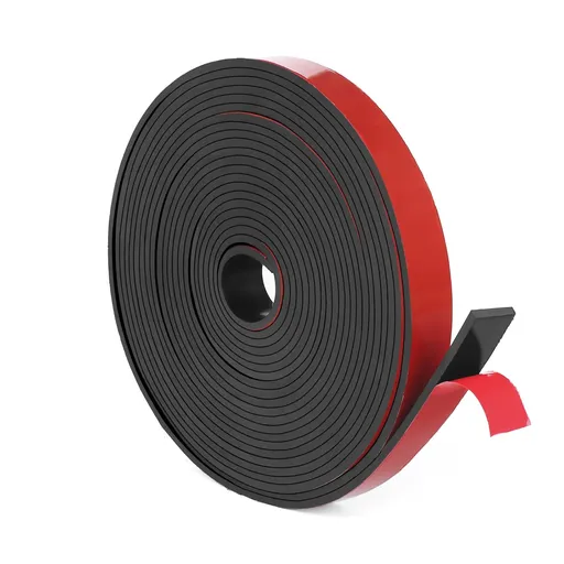 Adhesive Solid Rubber Strips, 1/2" Wide x 1/16" Thick x 180" Long Self Stick Black Neoprene Rubber Rolls Perfect for DIY Insulation Cushion Gasket, Sealing, Liner, Weather Striping