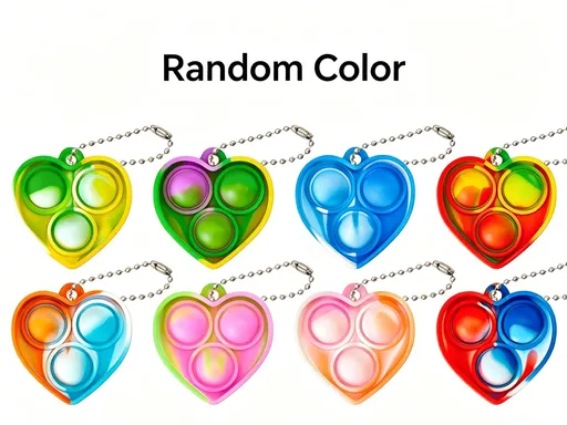 8pk 3cm Heart Pop It Fidget Keychain