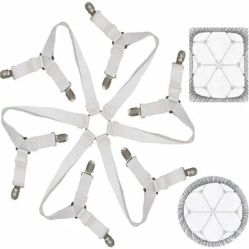 Adjustable Bed Sheet Fastener White, 3, 6, Mattress Sofa Cushion Bed Sheet Fasteners Sided Bedding Sheet Straps Way Elastic Bed Sheet Fastener