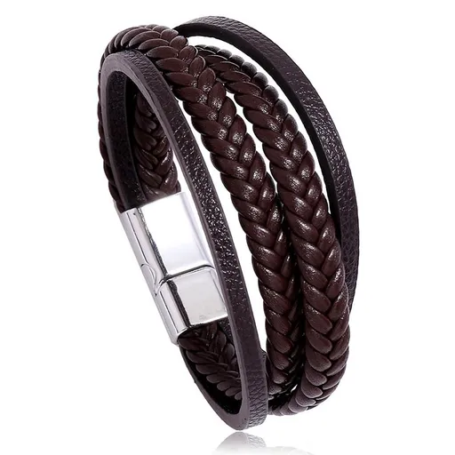 Mens Leather Bracelet with Cowhide Multi-Layer Braided Leather Mens Bracelet Genuine Leather Bracelets Men Multilayer （2pcs）