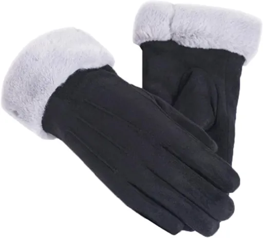 Winter Touch Screen with Soft Velvet Lining, Stylish Faux Suede Leather & Polyester Design for Women