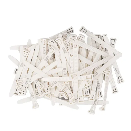 Chicken Leg Rings 1-100 Numbered Chicken Identification Leg Bands Tags Reusable for Ducks Chicks Chicken Pigeons Goose White