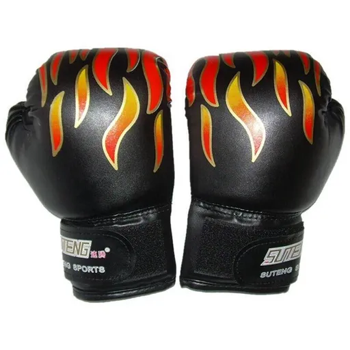 Boxing Sparring Training Gloves MMA Kickboxing Punching Gloves for Practice Sessions - Black[Flame Pattern]
