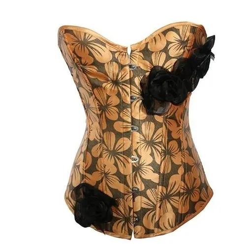 House Of Dasein Floral Over Bust Corset Erotic Lingerie Kink Bdsm Fetish - Orange - S