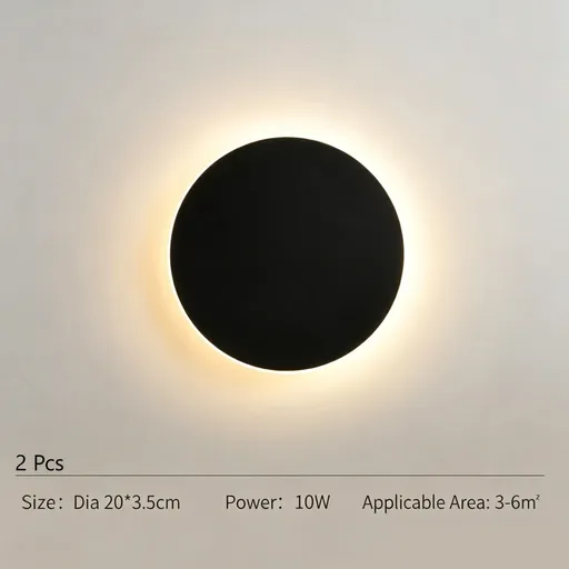 20CM Black Touch Eclipse Wall Light 2Pcs Stepless Dimming
