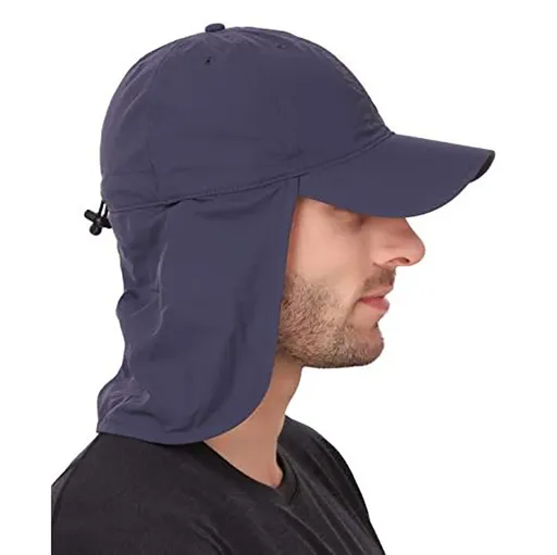 UV Protection Outdoor Sun Hat Lightweight Breathable Nevy Blue with Neck Flap