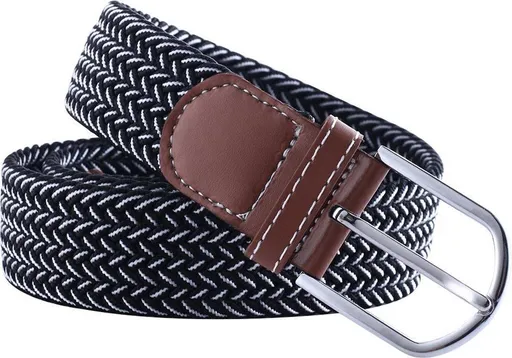 Elastic Woven Braided Belt Black and White