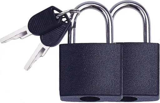 2pcs Mini Luggage Lock with Key - Travel Suitcase Locker Padlock (Black)