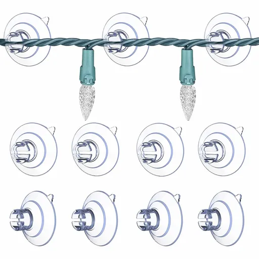 60 pieces - String Light Suction Cups - Suction Cup Hook - String Light Hanging Hooks - Suction Cups for String Lights - Suction Cup Holder for String Lights - Hooks - for party lighting, lighting and Christmas decorations - for windows and glass - t