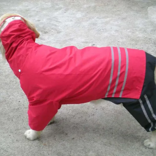 Dog Raincoat PU Waterproof Outdoor Large Breed big dog raincoat red M