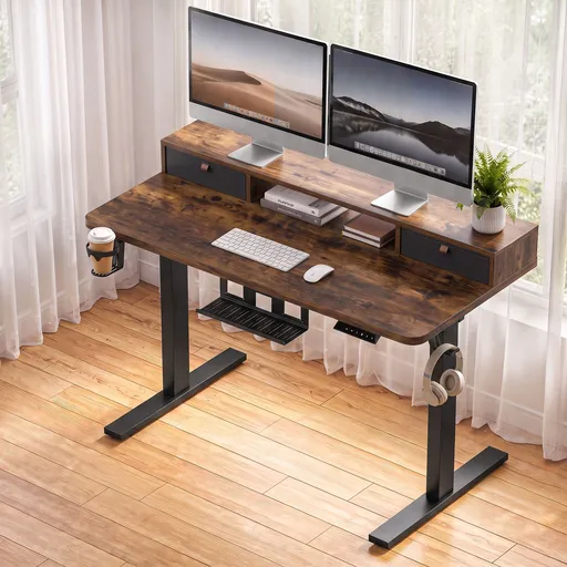 Artiss Electric Standing Desk Height Adjustable Home Office 120cm Rustic Brown