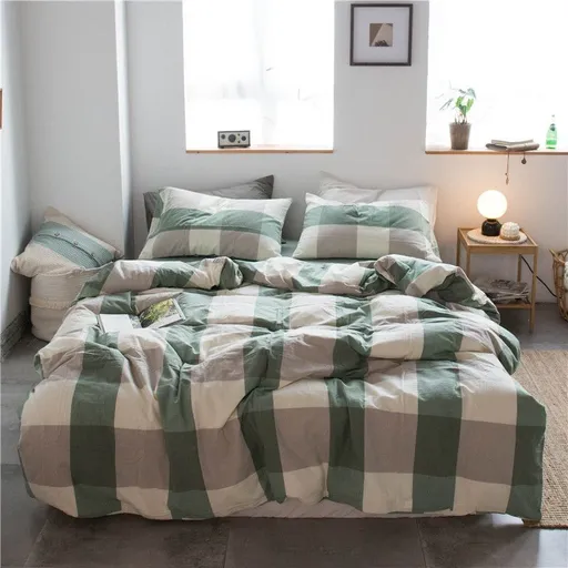 Cotton 4 Piece Set Modern Minimalist White Bed hat kit_1.5m bed-quilt cover 200x 230cm (four-piece set)