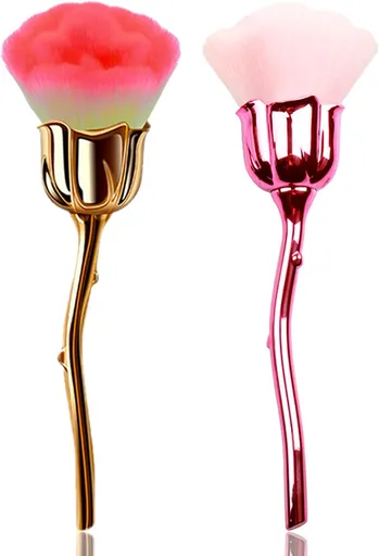 2 Pieces Rose Makeup Brushes Blush Brush Super Large Face Powder Makeup Brushes kabuki brushes for Powder Cosmetic Nail Dust Brush Loose Powder Brush Makeup Manicure (Gold/Pink)