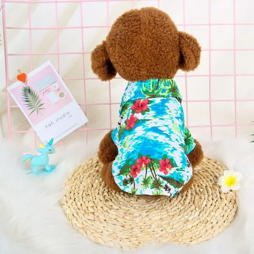 Pet Shirt Hawaii Print Odd Pet Dog Cat Hawaiian Blue L