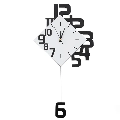 Large Wall Clock Silent Pendulum Battery Operated Non Ticking for Living Room Bedroom Office Home Decorative Wall Clock Square White Wood