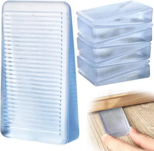 8 Pack Clear Plastic Shims, Level Wedge, Furniture Levelers, Non-Slip PVC and Rubber, Rectangular, For Uneven Floors, Tables, Furniture