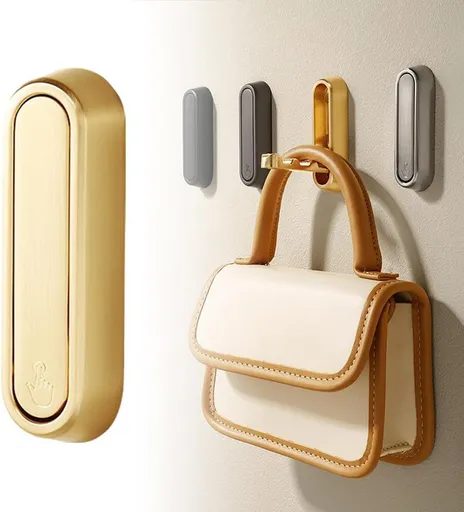 Folding Wall Hook, 2025 New Flip Down Hook Folding Heavy-Duty Coat Hooks Wall, Invisible Foldable Valet Hooks for Hanging Coats, Scarves, Hats, Bathrobes, Keys, Bags (Brown)