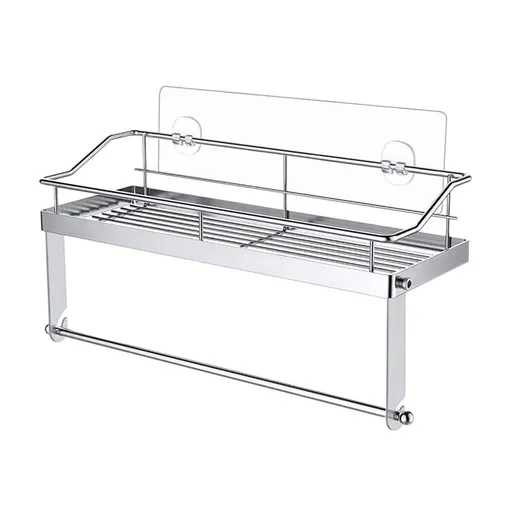 Rack ! with Shelf Basket Holder Wall Towel for Kitchenbathroom Storage Paper Adhesive Bathroom Products, Brush Shelf Promotion Include Shelf, 2 Films Silver