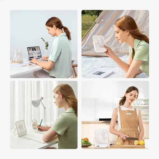 Small Silent Table Fan Travel Fan with Power Bank,4 Speeds Desktop Fan for Bedroom Home Office Outdoor