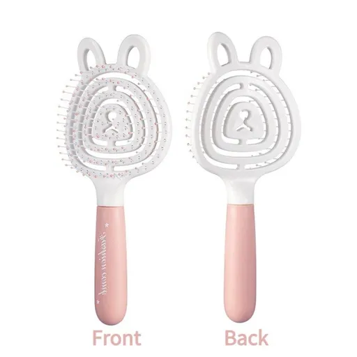 Hollow Massage Comb, Household Detangling Hair Comb, Women's Fluffy No-Pull Hair Brush—Pink