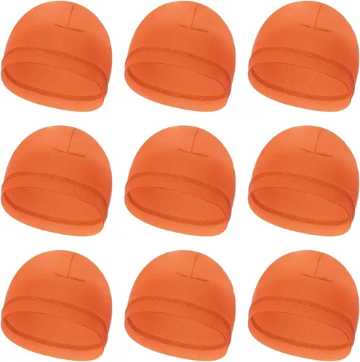 Helmet Liner Skull Cap for Men, Sweat Wicking Hats Stretchy Under Helmets Caps Orange -