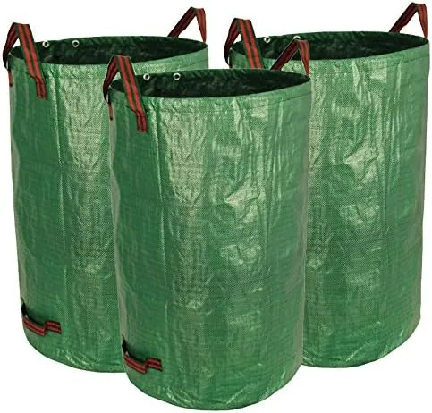 3-Pack 32 Gallon Yard Waste Bags, Reusable Heavy Duty Collapsible Garden Leaf Bags with Plastic Ring, Stand-Up Yard Waste Bin for Leaves, Lawn Debris & Grass Clippings