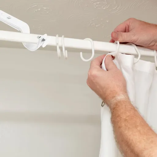 2-Pack Adjustable Curtain Rod Brackets for Wall Mount, White Drapery Rod Holders Fits 18-22mm Window Curtain Poles