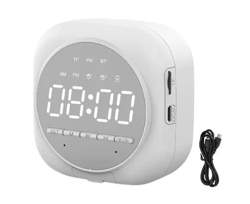Q12 Bluetooth-compatible 5.0 Multifunctional Alarm Clock Subwoofer Speaker Support TF Card - White