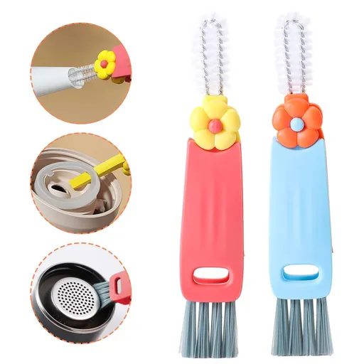 3 in 1 Cup Lid Cleaning Brush, 2024 New Crevice Cleaning Brush for Bottle Gap Tight Spaces Cup, 2 Pack Multifunctional (2 Pcs)