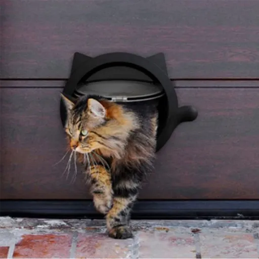 Indoor Cat Flap Door, 21cm/8.27in Opening 4 Locking Modes | Magnetic & Weatherproof | Thin Door & Wall | Easy Install |(black)