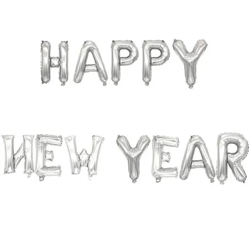 New Year's Eve Party Decoration, Happy New Year Balloon Banner, 16 Inch Foil Balloons for New Year, New Years Eve Party