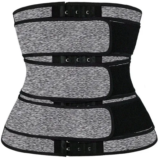 Women Sweat Reducer Training Belt - Sweatband - Waist Trainer - Slimming Belly Band - 3-Row Closure & Breathable Material - Extended Sizes (S to 6XL) - Gray, XXL