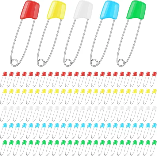 120 Pcs Diaper Pins,2.2 Inch Baby Safety Pins Colorful Stainless Steel Diaper Nappy Pins for Cloth Diapers,Plastic Head,5 Colors,Safe Locking Closures