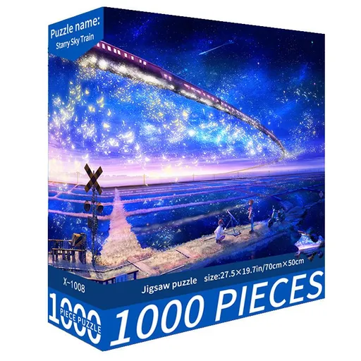 (2 PCS) 1000-Piece Star Train Jigsaw Puzzle - High Difficulty Stress-Relief Toy
