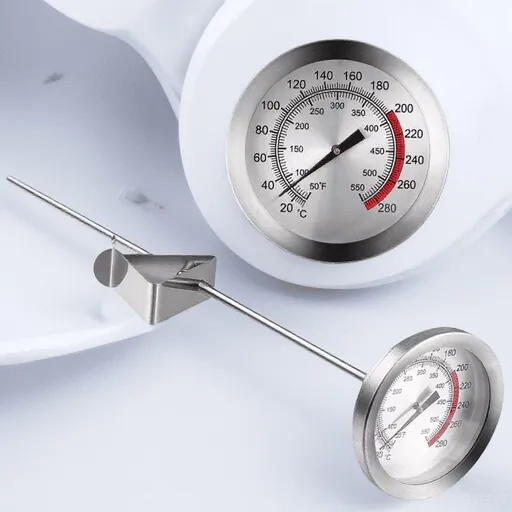 Kitchen Thermometer Plated Silver Large Dial Long Metal Probe for Meat 1Pc