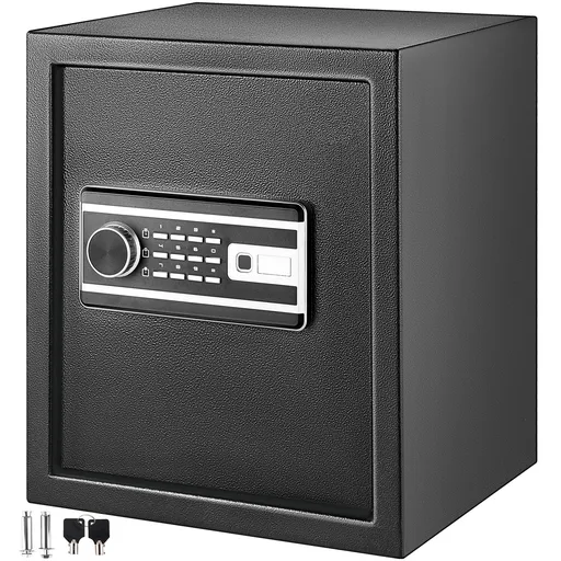 Safe Box, 1.7 CU.FT Fingerprint Safe Box for Money with 2 Keys & Digital Keypad, Q235 Steel Safe Box for Storing Cash, Jewelry, Pistols, Documents, Watches in Home & Office & Hotel