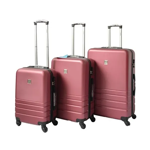ABS Luggage Suitcase Set 3 Code Lock Travel Carry Bag Trolley Maroon S M L