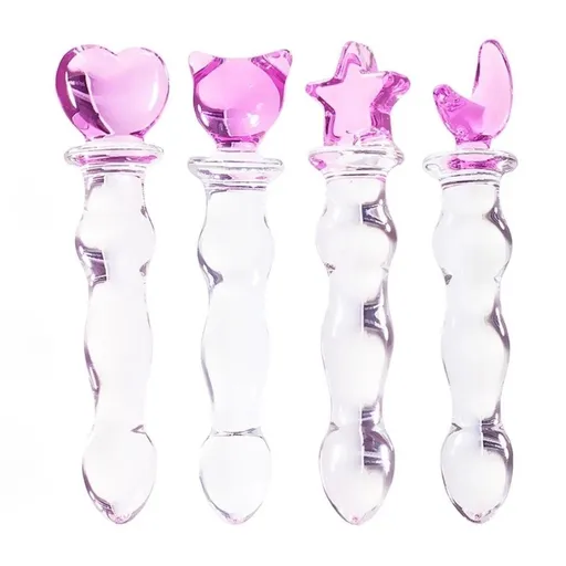 House Of Dasein Glass Dildo Sex Toy Women - Pink - Set Of All 4 (Save $40)
