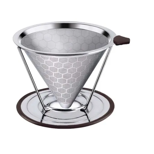 Pour Over Coffee Dripper, Reusable Stainless Pour Over Coffee Maker for (1-6Cup), Easy to Clean Paperless Pour Over Coffee Maker, Bracket type 1-6 people (honeycomb external network) (600 mesh)